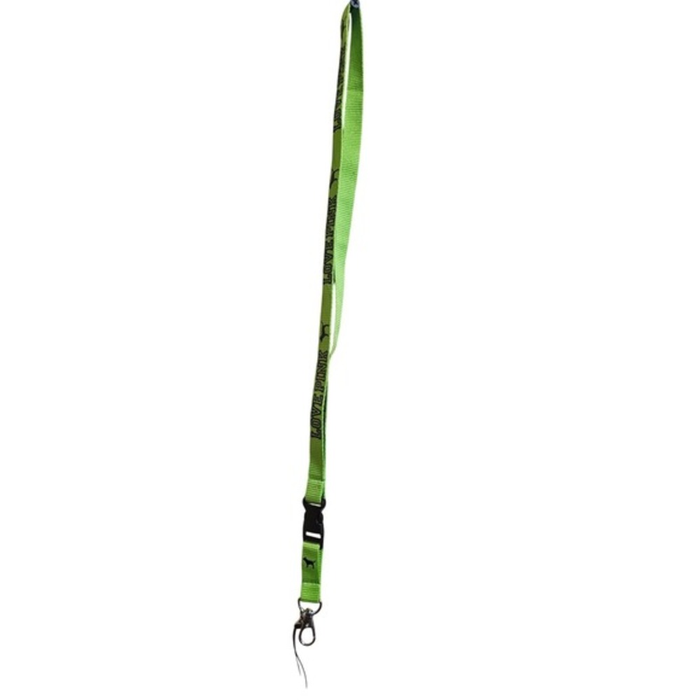 Victoria's Secret LOVE PINK Green Lanyard Keychain ID Badge Holder